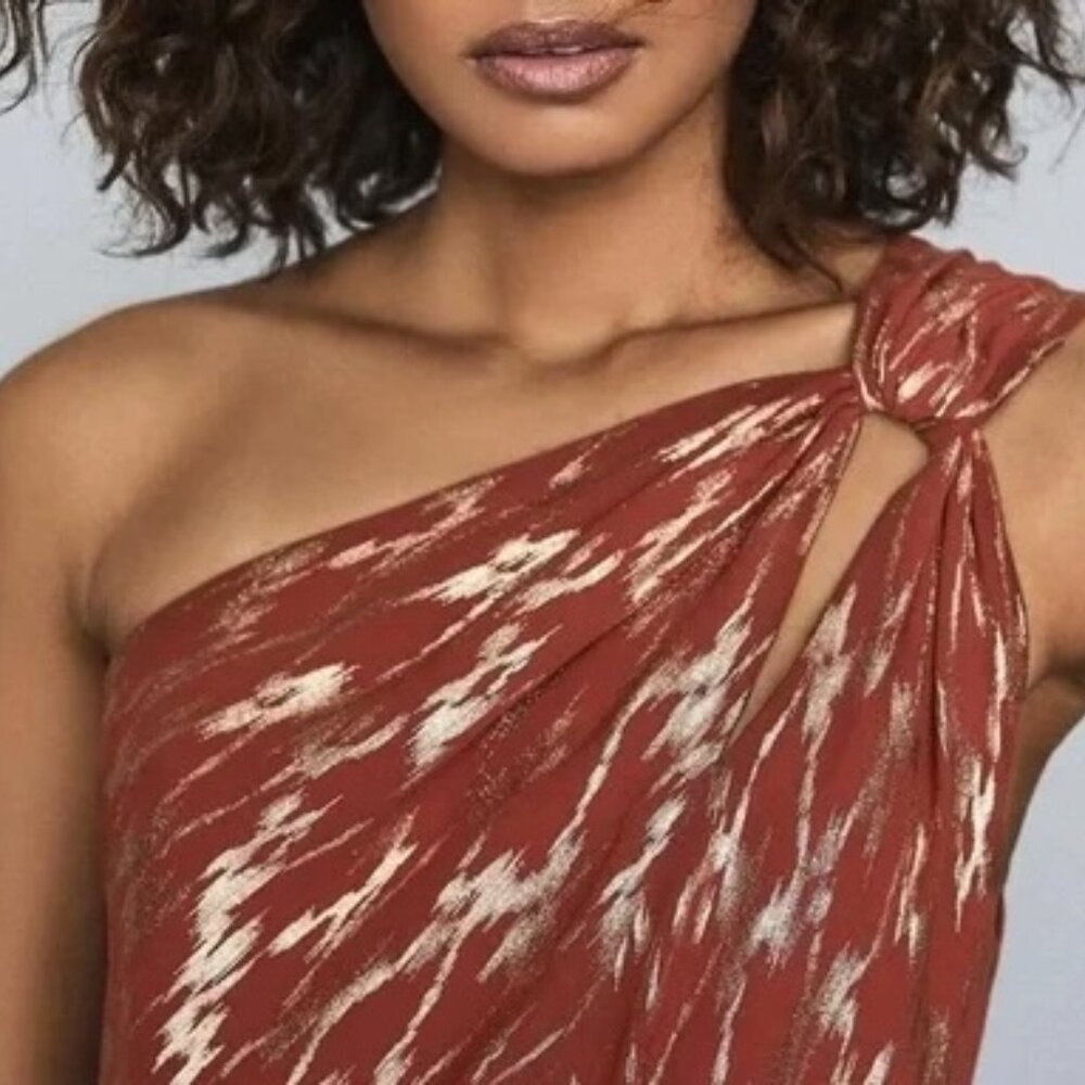 Reiss Delilah burnt red Orange & Copper Metallic dress14 FAB WEDDING GUEST DRESS